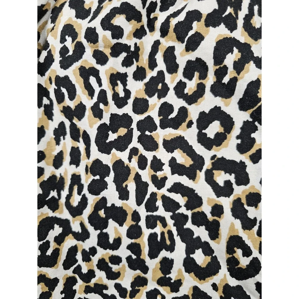 J.Crew Womens‎ Leopard Print Joggers 10 Linen Cotton Drawstring Casual Lounge